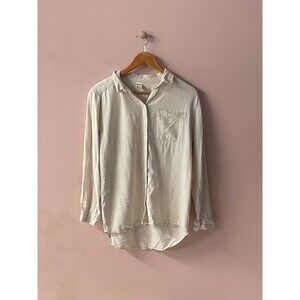 Anko Cream/Beige Linen Blend Button Down Shirt Size 10 GUC